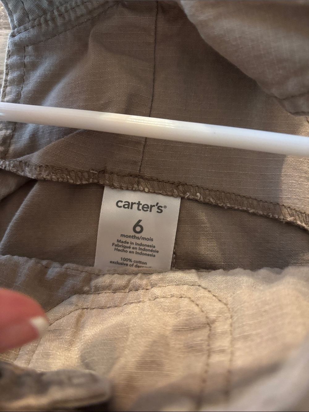 Carter's Tan Short Overalls with Crab Embroidery - Picture 3 of 4